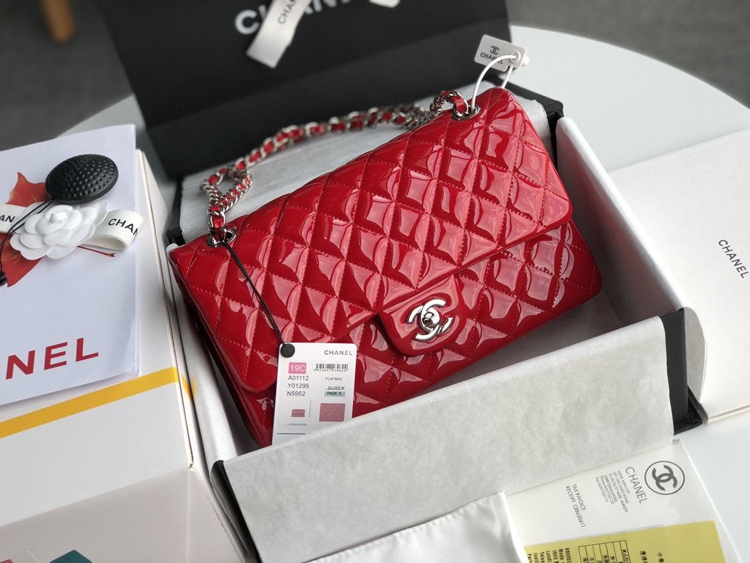 ๐A1112 date red patent leather gold spot