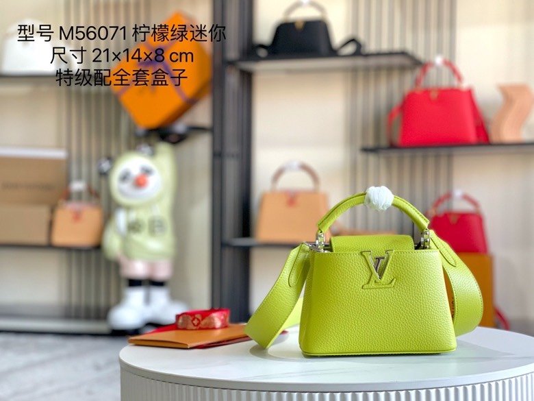 【Premium boutique original leather M56071 small size 💋 lemon green silver buckle】