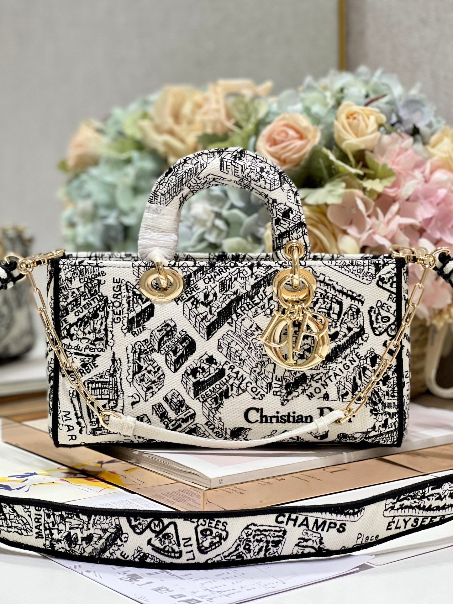 LADY D-JOY Embroidered Bag "Black Paris"
