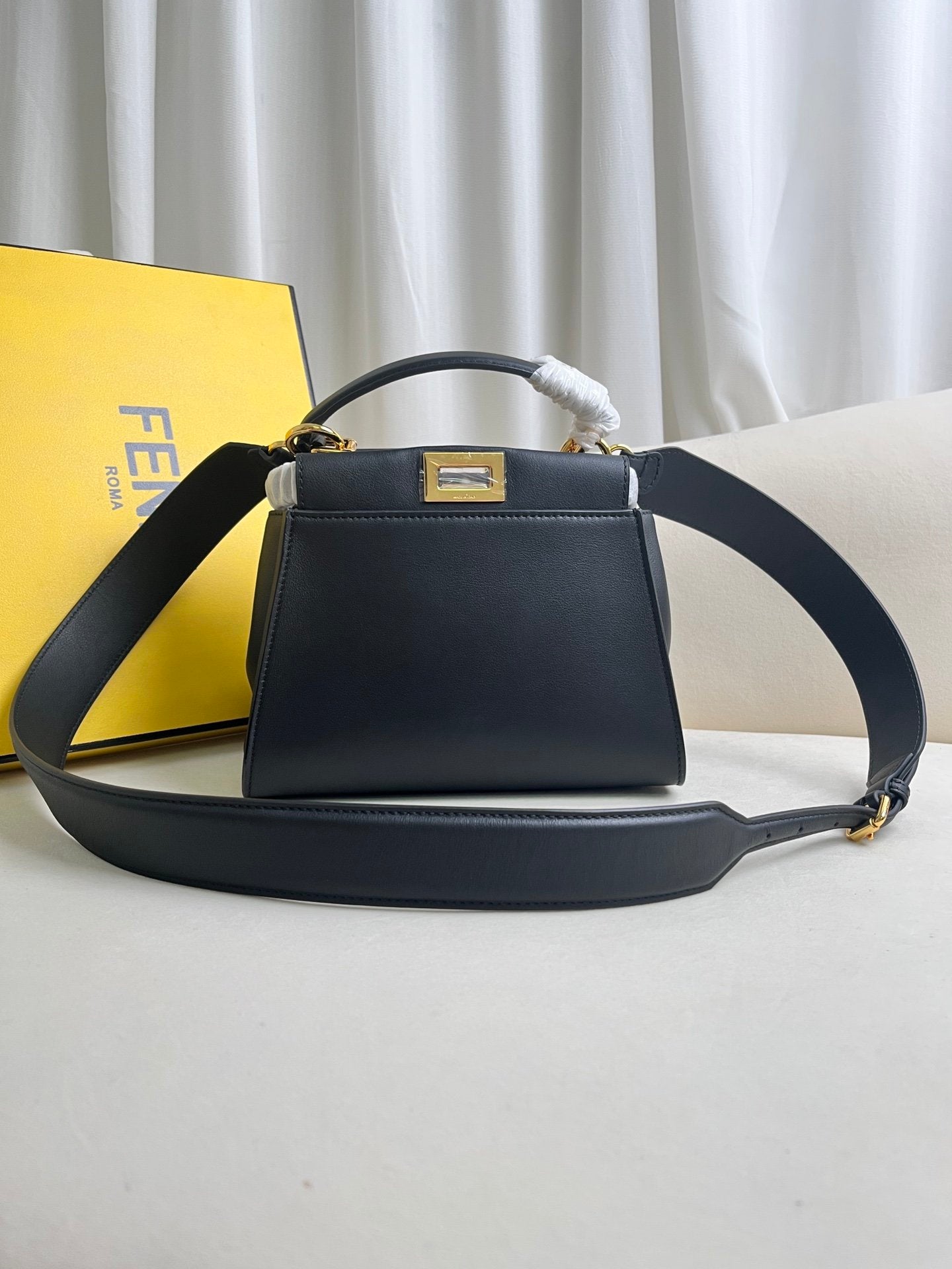 FENDI Iconic Peekaboo Small Bag in Pigeon Gray Leather