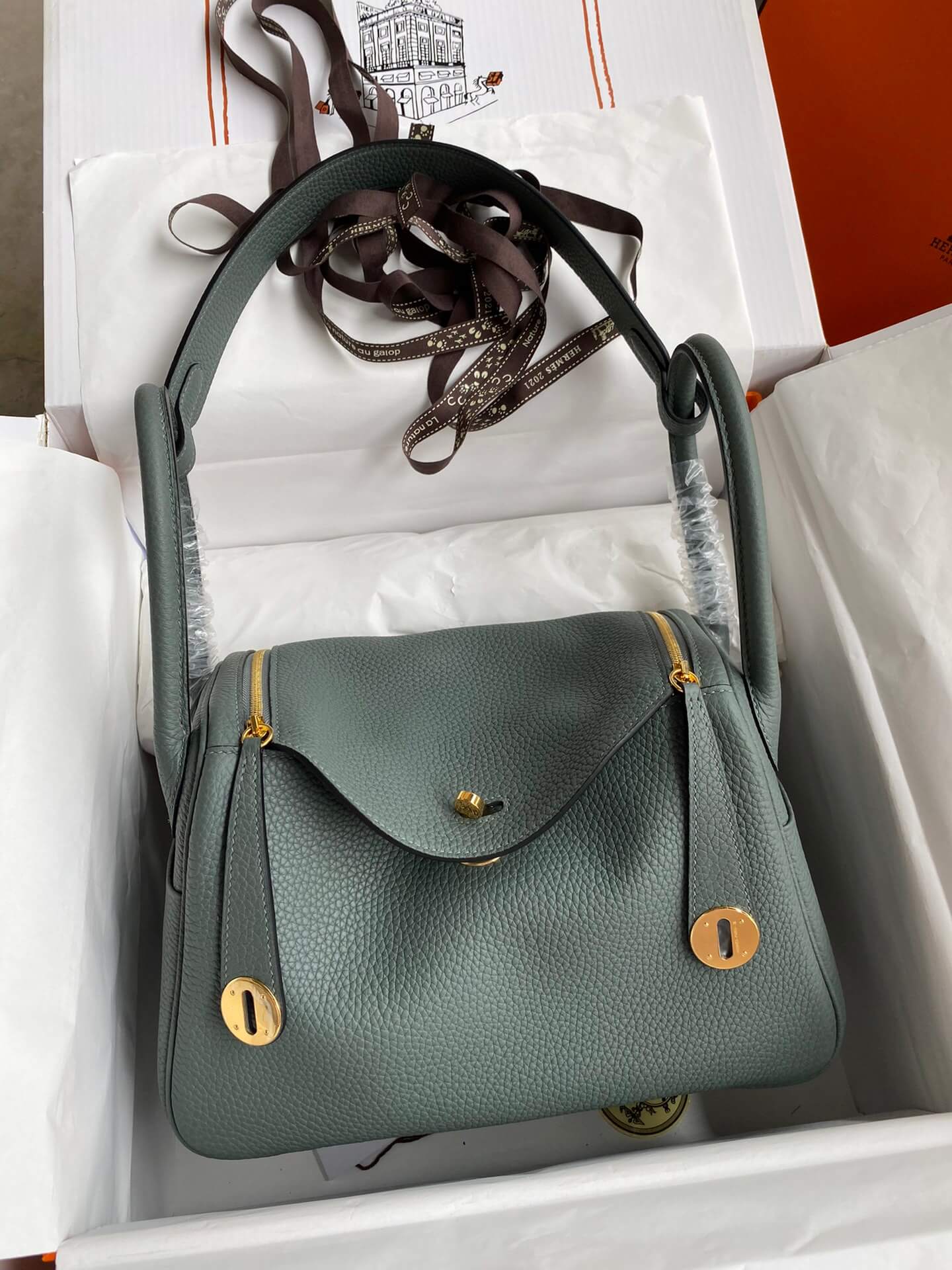 LD26cm,Almond Green Gold Buckle