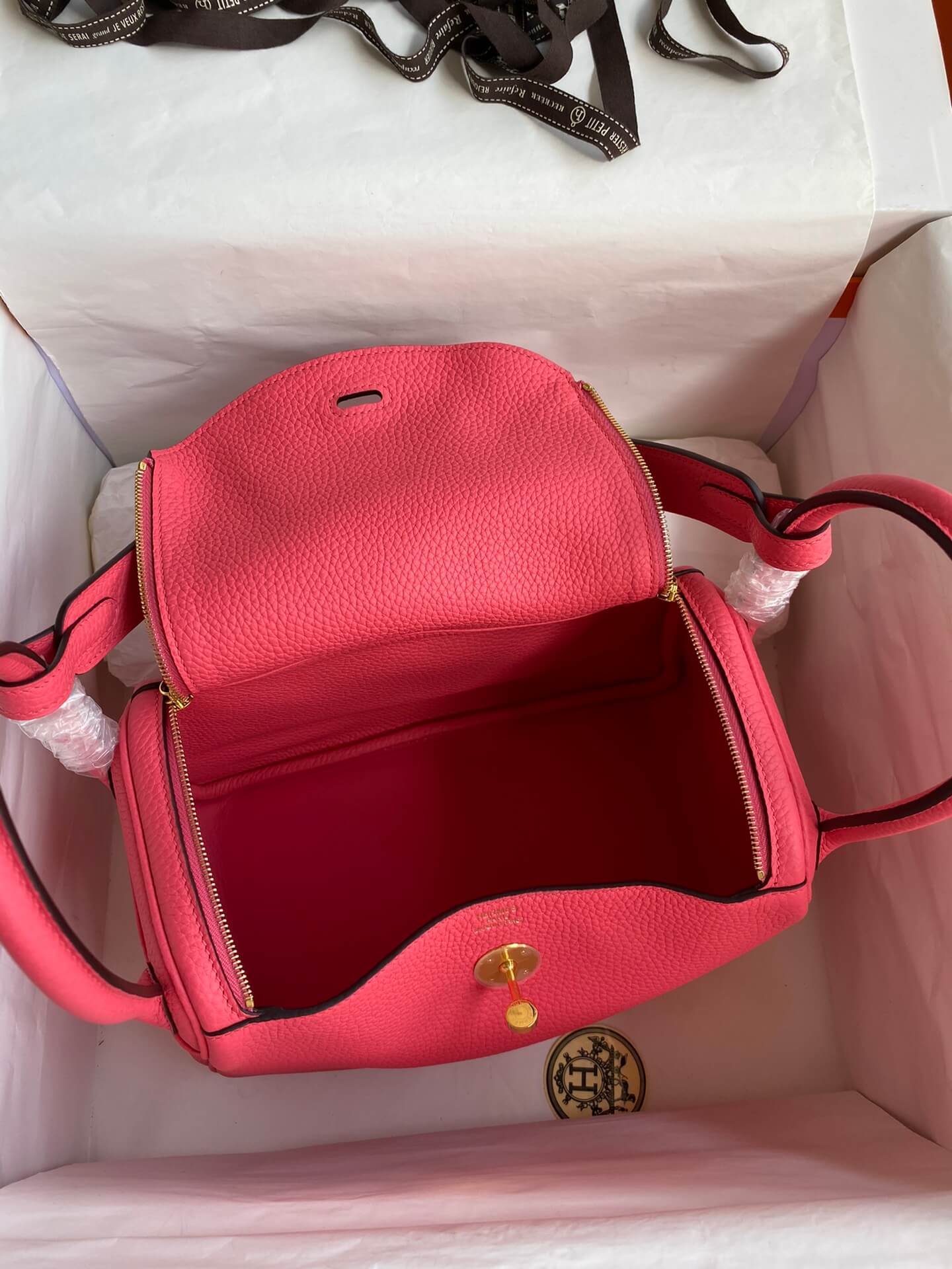 LD26cm,lipstick pink gold buckle