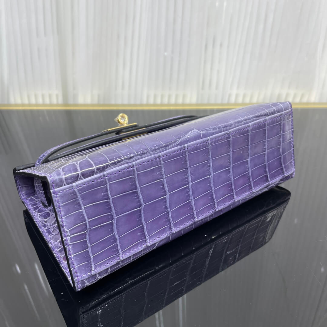 First generation 22 cm high-gloss Nile crocodile leather hand-stitched with wax thread💕
