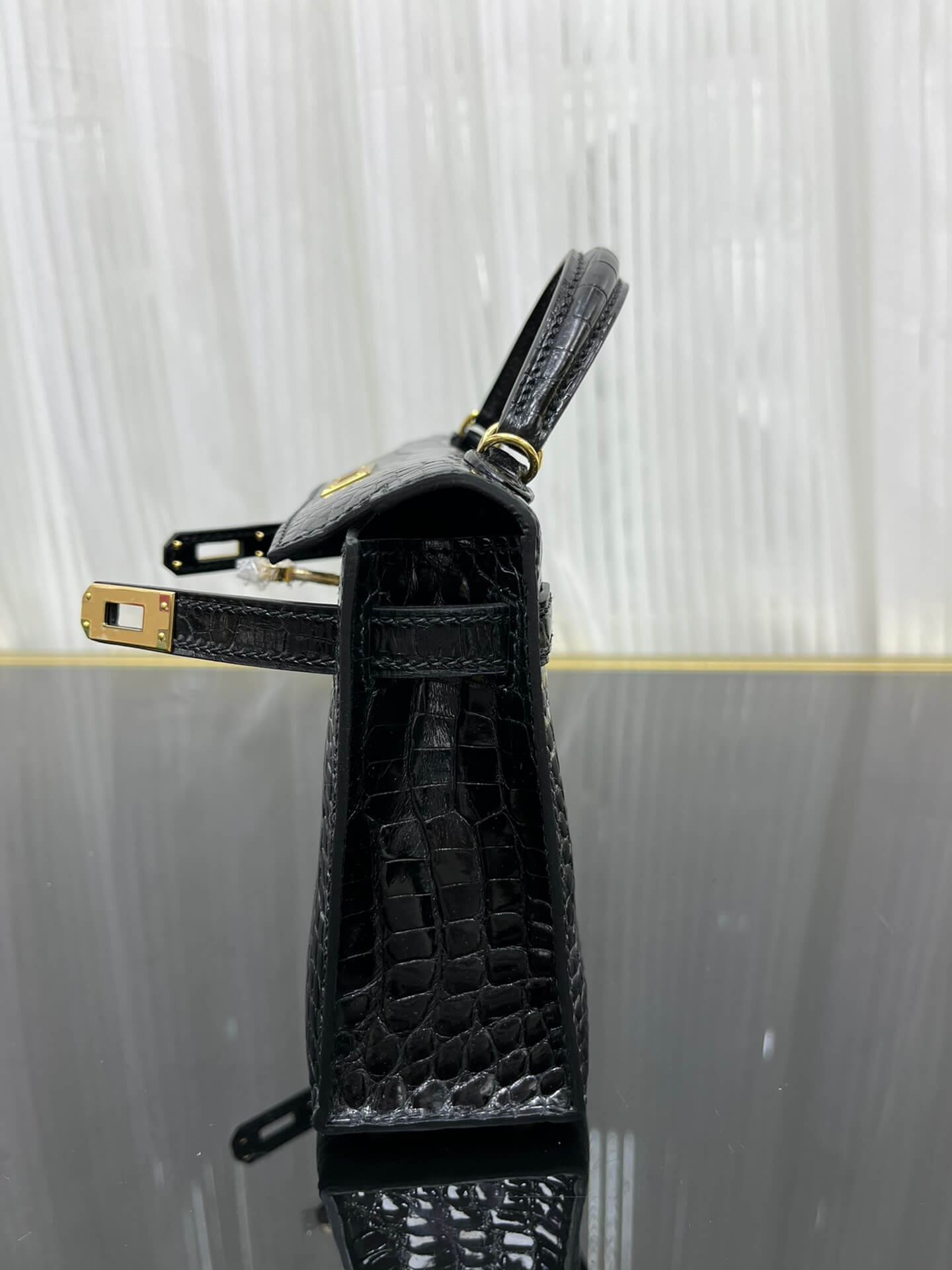 Imported American high-gloss crocodile leather second generation 19cm hand-stitched wax thread💕