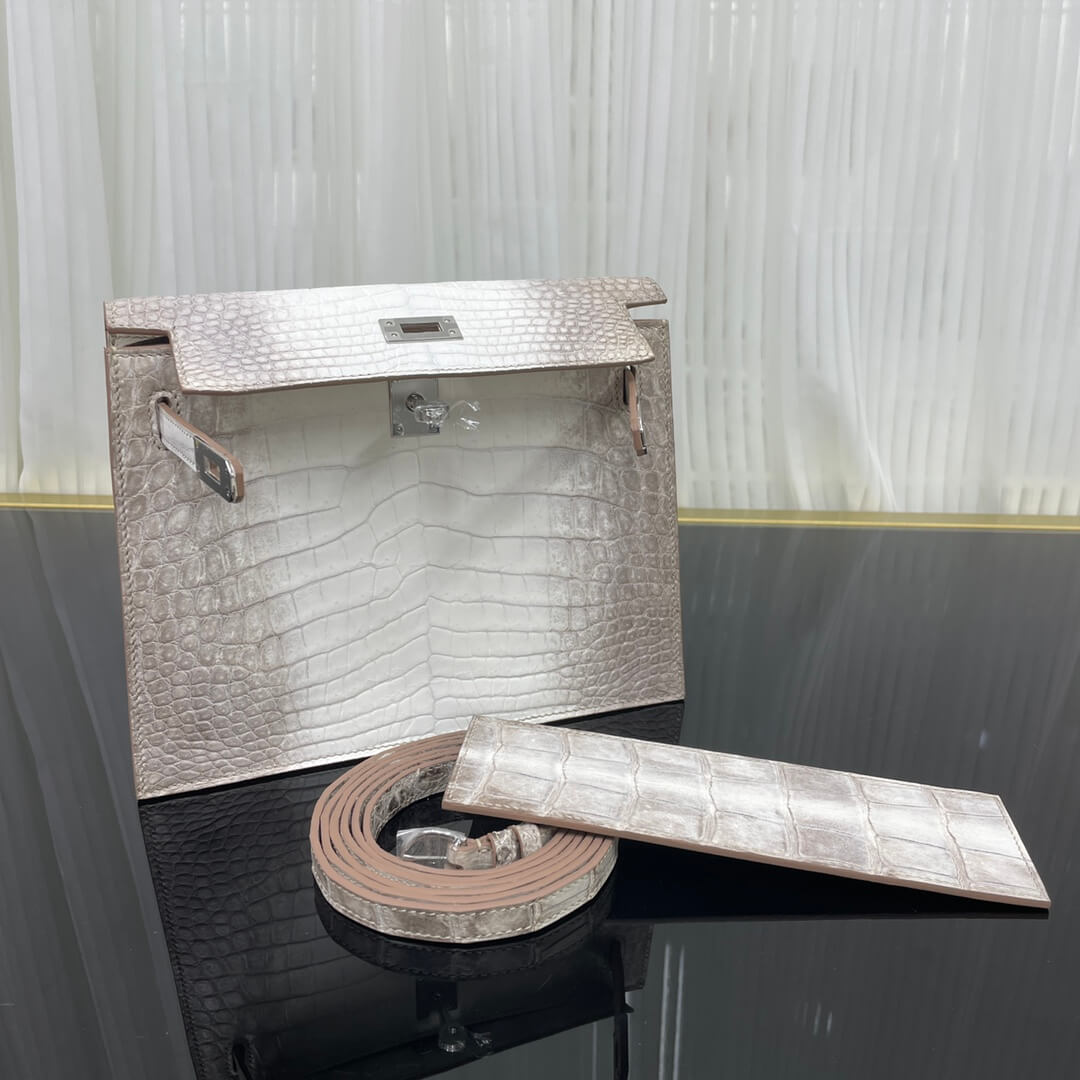 Imported crocodile matte belly Kelly Danse Himalayan white dance bag size; 22X17X7๐