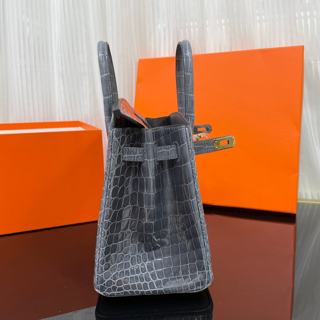 Birkin25 Nile high-gloss crocodile skin three-piece cut, hand-waxed thread👛👛