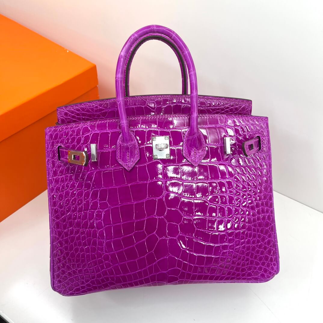 Birkin25 imported American high-gloss crocodile skin made of three skins, hand-waxed thread👛👛