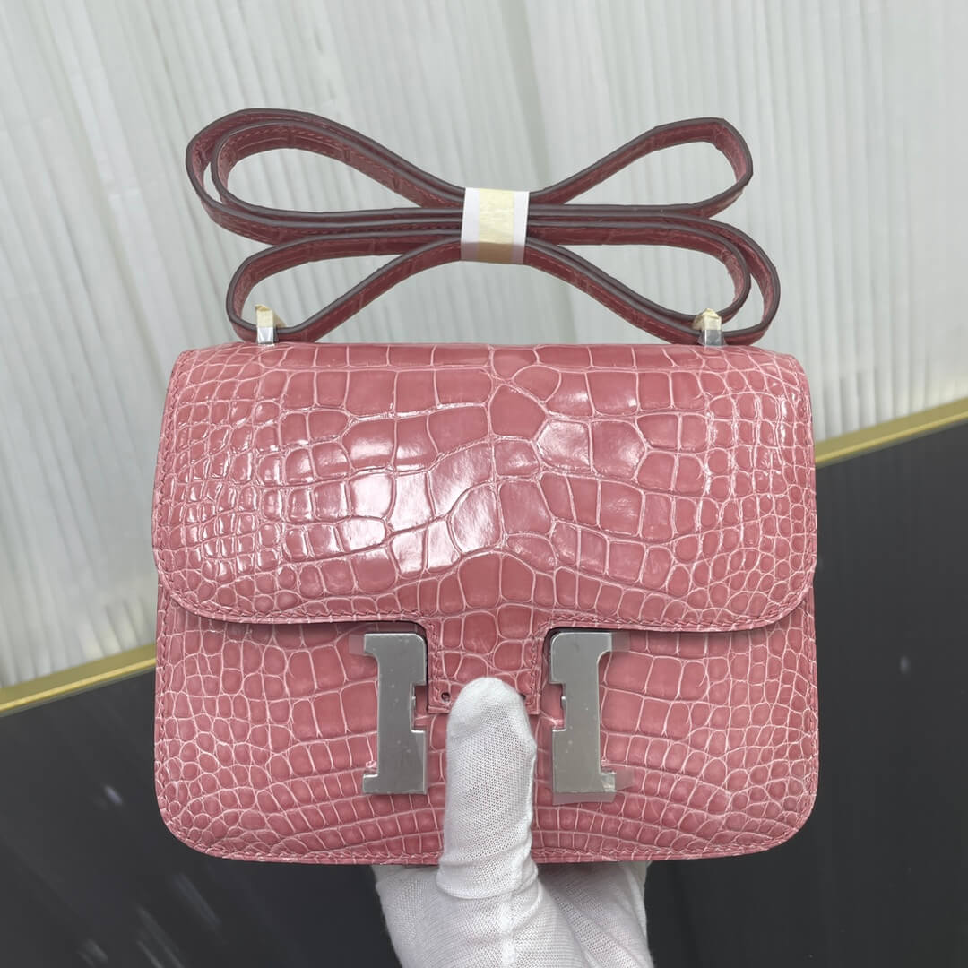 Imported glossy American crocodile Kangkang 19cm, hand-stitched with wax thread💕