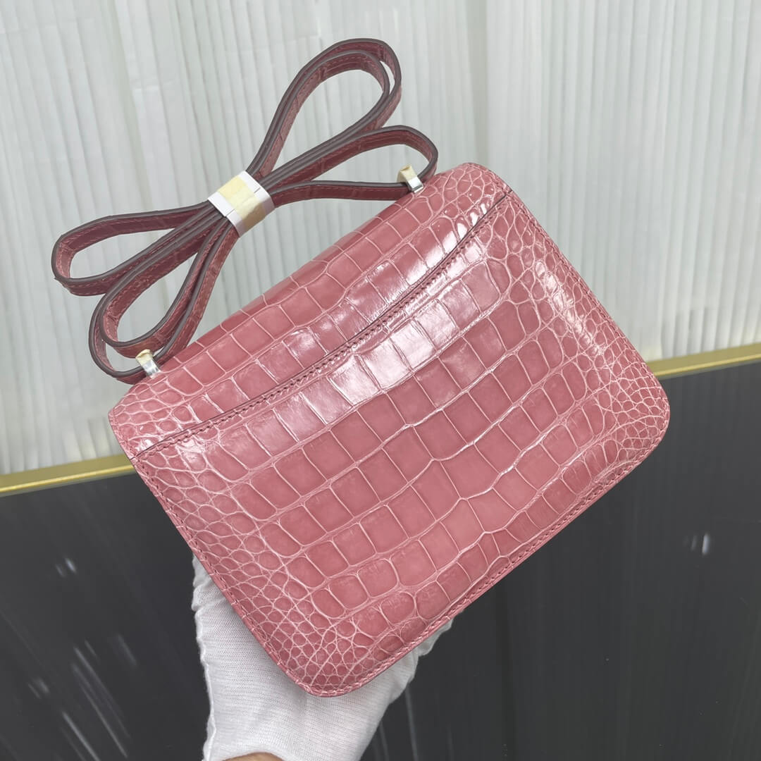 Imported glossy American crocodile Kangkang 19cm, hand-stitched with wax thread💕