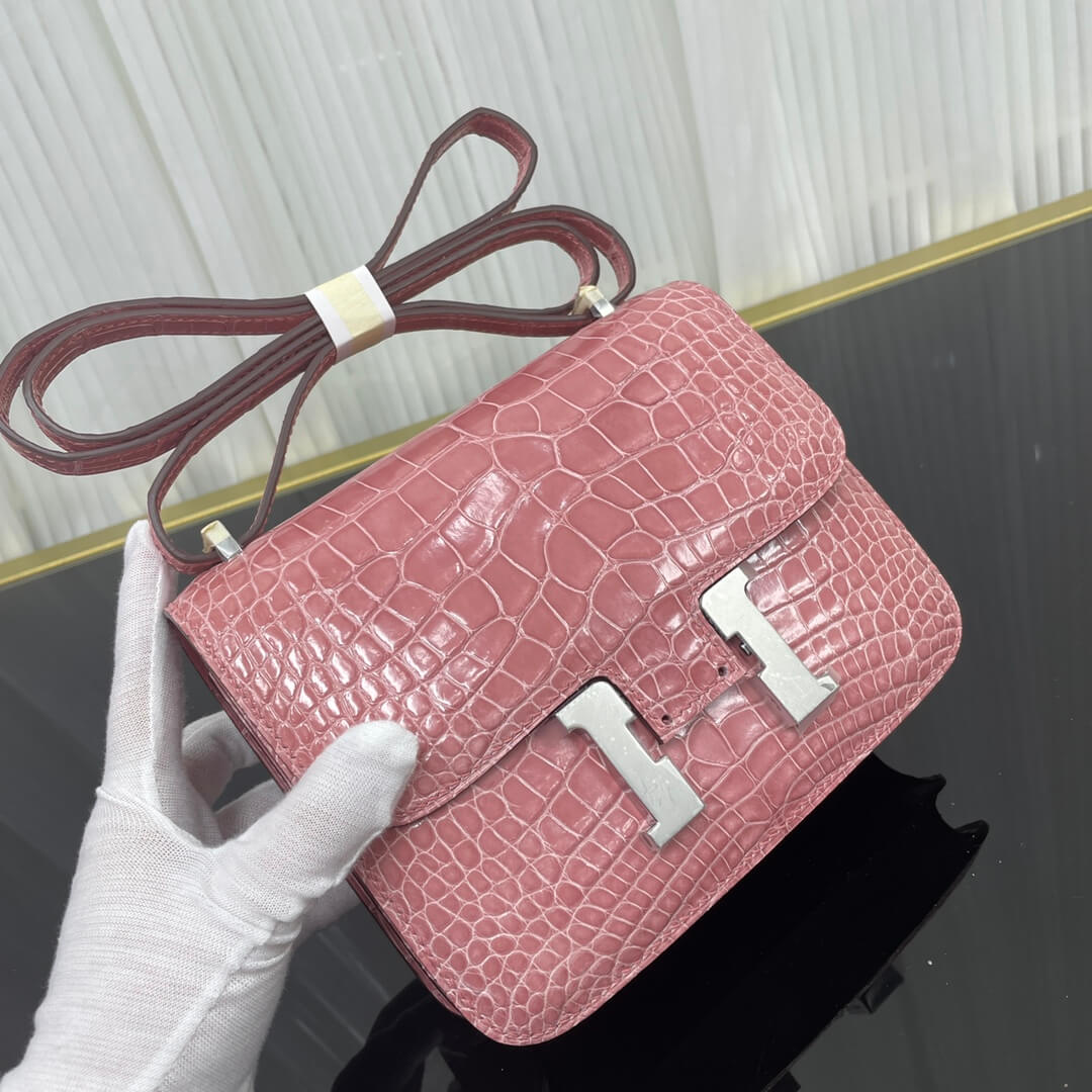 Imported glossy American crocodile Kangkang 19cm, hand-stitched with wax thread💕