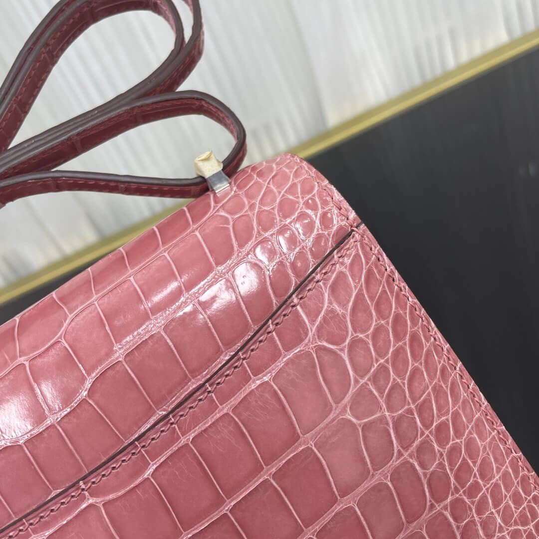 Imported glossy American crocodile Kangkang 19cm, hand-stitched with wax thread💕