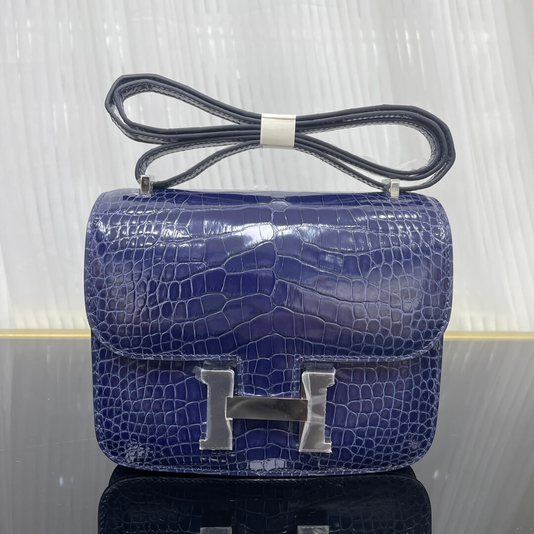 Imported glossy American crocodile Kangkang 19cm, hand-stitched with wax thread💕