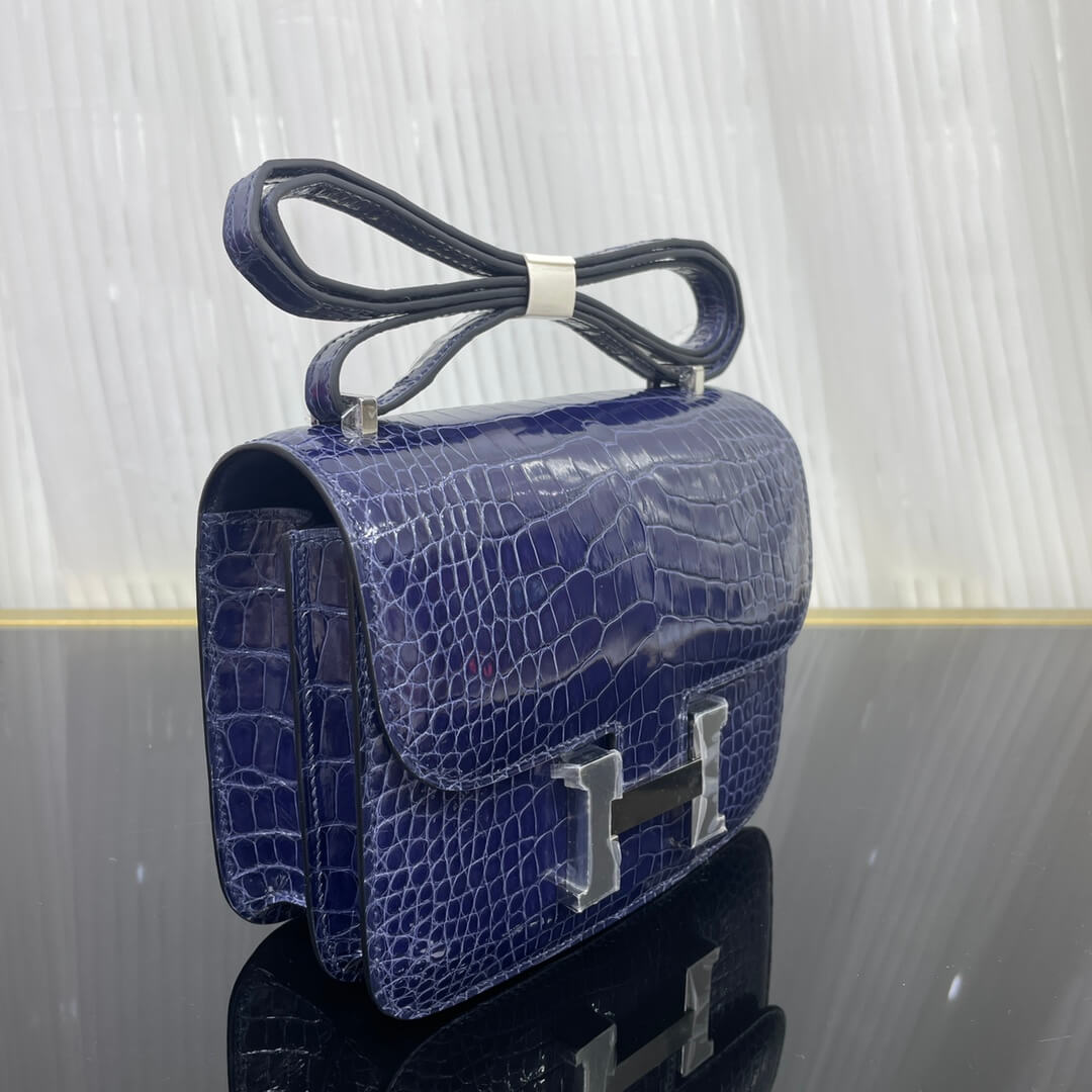 Imported glossy American crocodile Kangkang 19cm, hand-stitched with wax thread💕
