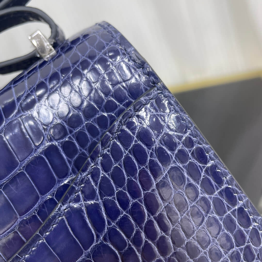 Imported glossy American crocodile Kangkang 19cm, hand-stitched with wax thread💕