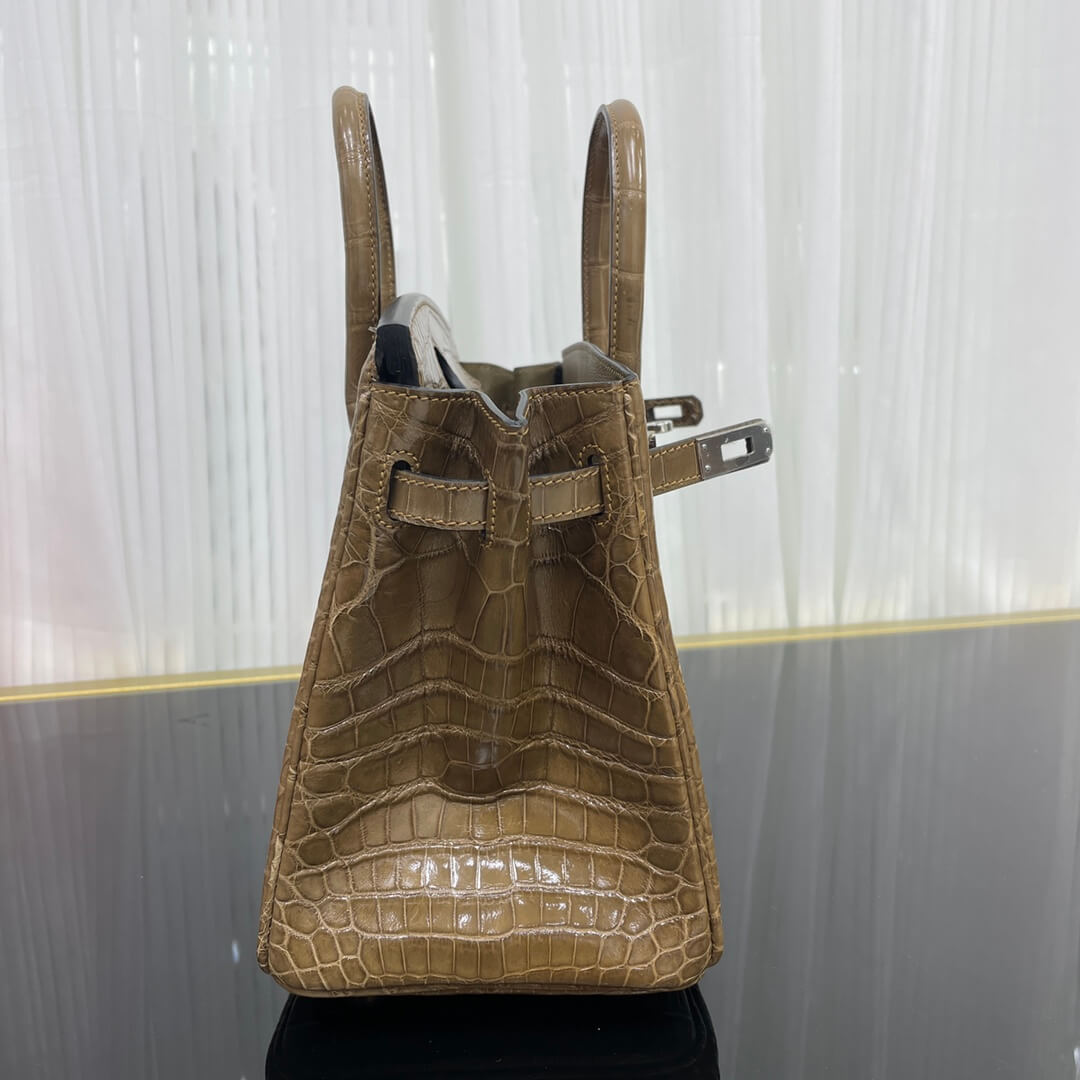 Birkin25 imported high-gloss crocodile leather, in stock, hand-sewn wax thread💕