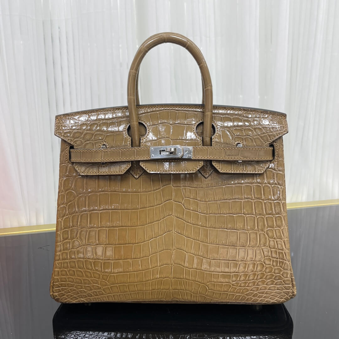 Birkin25 imported high-gloss crocodile leather, in stock, hand-sewn wax thread💕