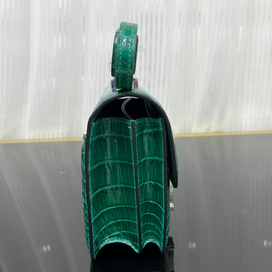 Kangkang 19 stewardess bag imported, Nile crocodile emerald green handmade beeswax thread❤️