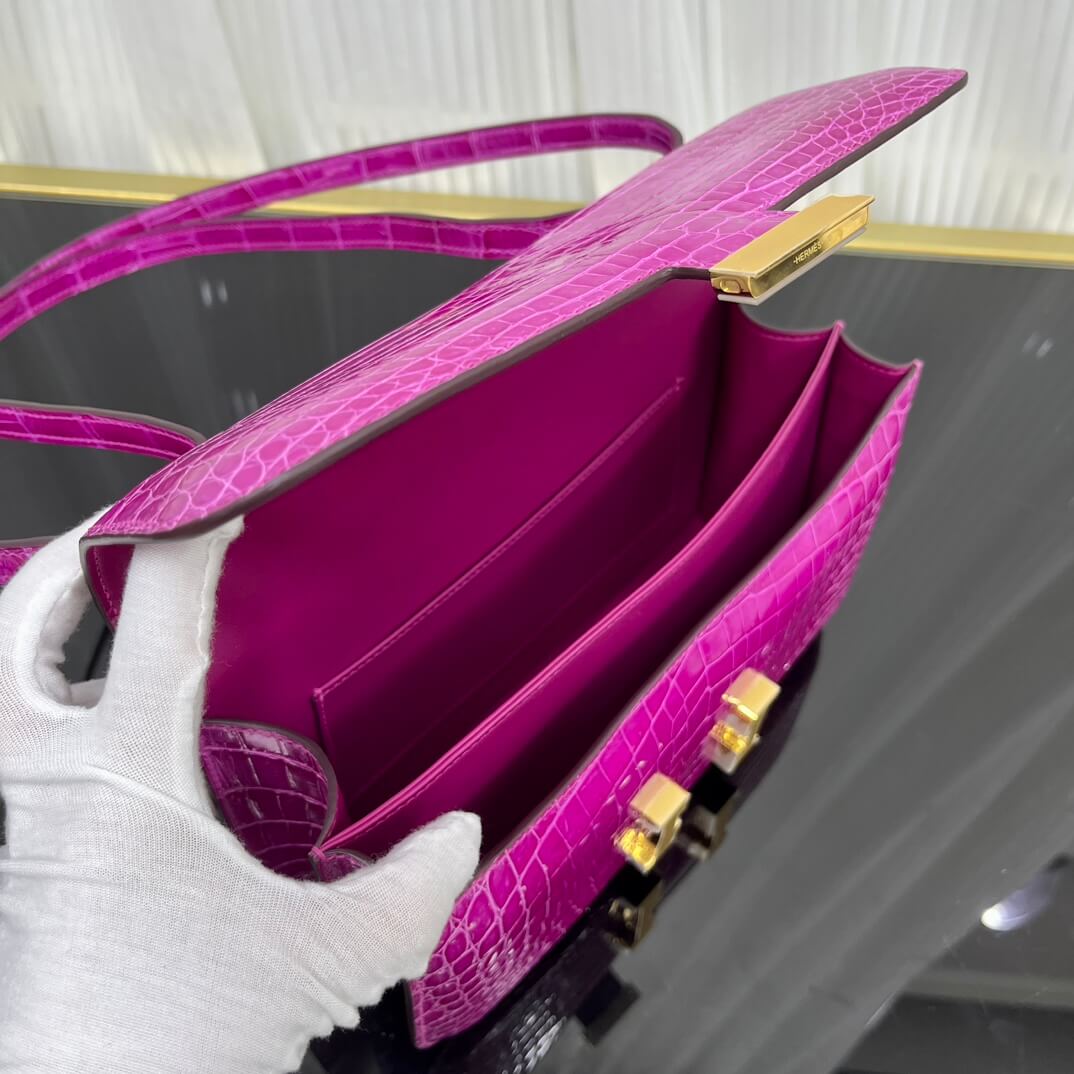 Imported Nile high-gloss crocodile skin Kangkang 26cm, hand-sewn wax thread💕