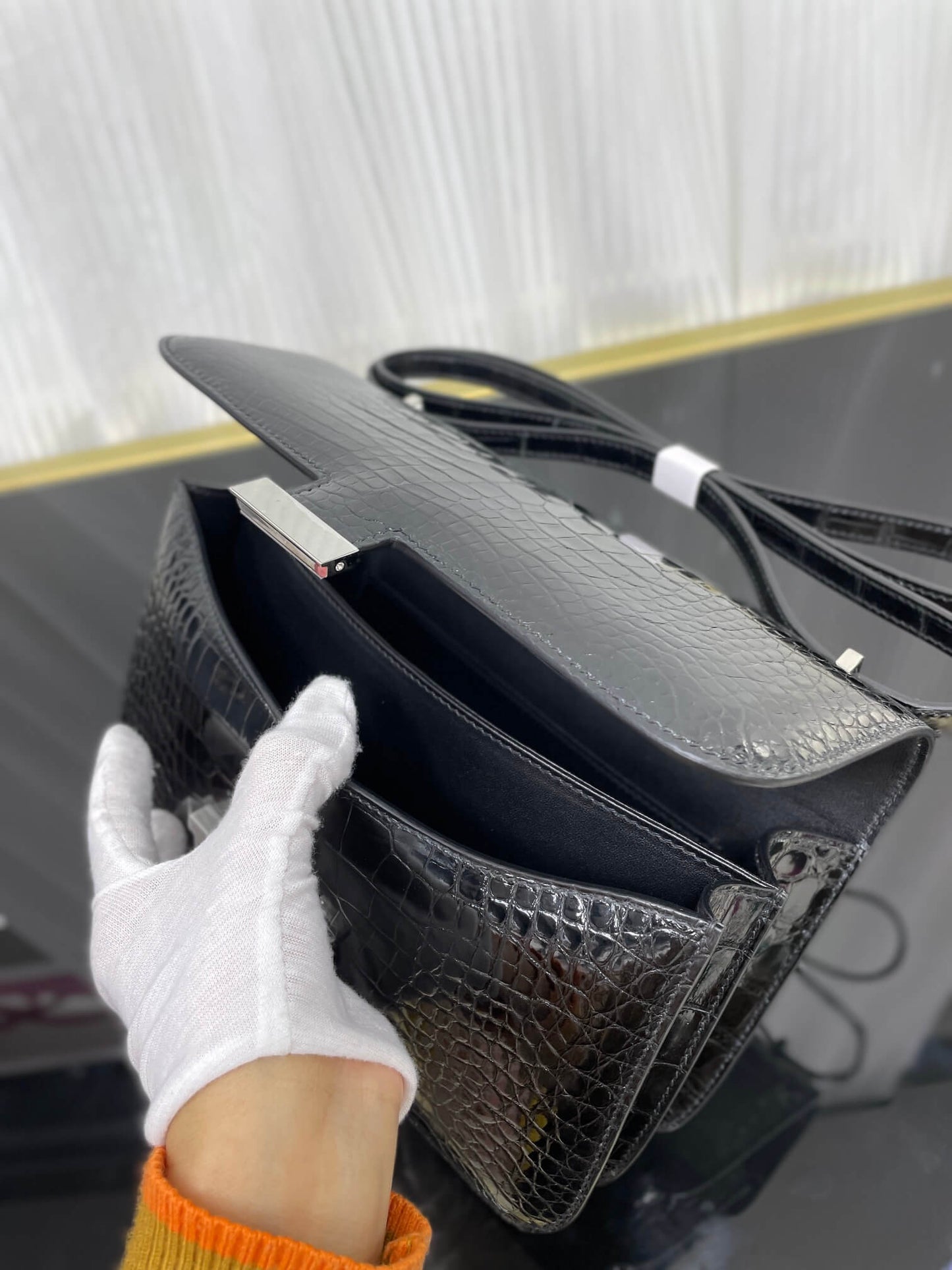 Imported Nile high-gloss crocodile skin Kangkang 26cm, hand-sewn wax thread💕