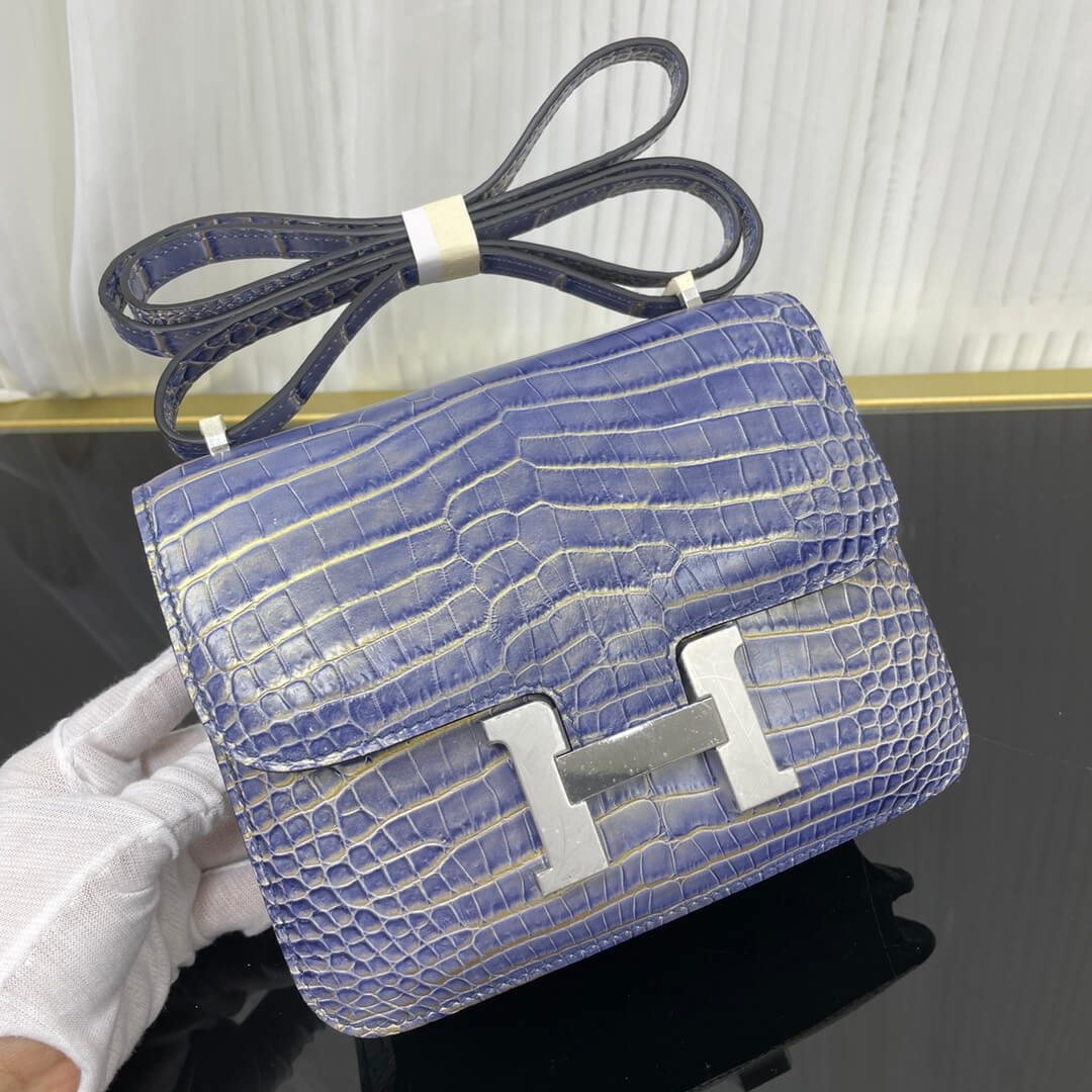 Imported matte crocodile Kangkang 19cm, hand-stitched with wax thread💕