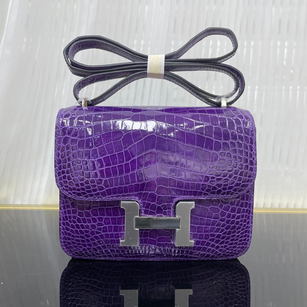 Imported high-gloss crocodile Kangkang 19cm, hand-sewn wax thread💕