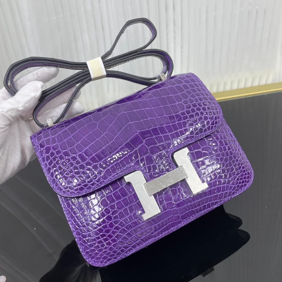 Imported high-gloss crocodile Kangkang 19cm, hand-sewn wax thread💕