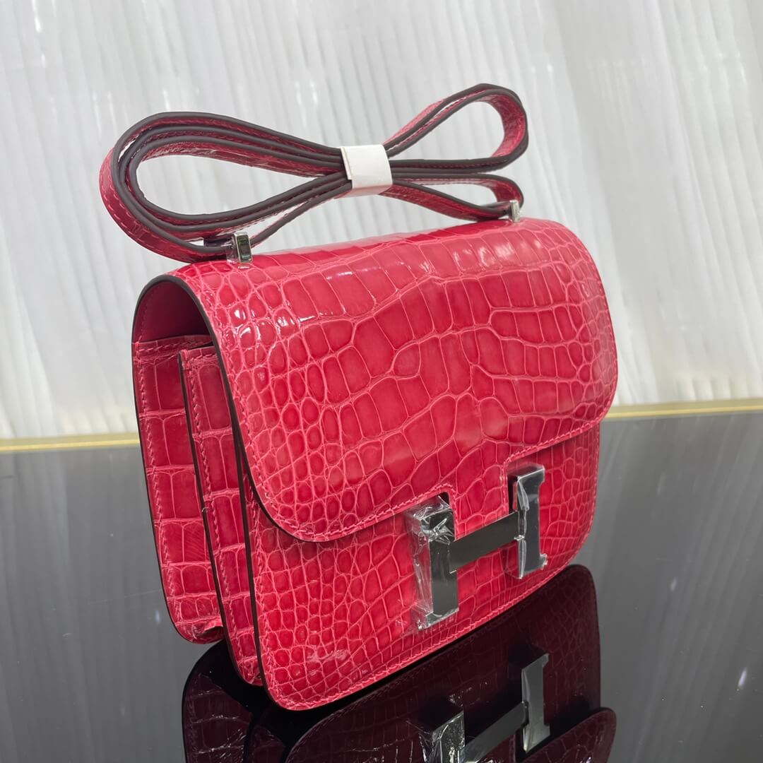 Imported glossy American crocodile Kangkang 19cm, hand-stitched with wax thread💕
