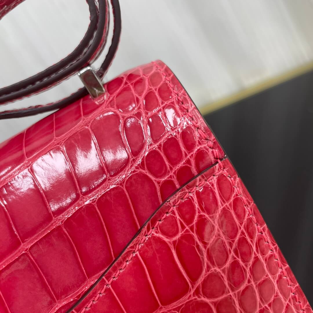 Imported glossy American crocodile Kangkang 19cm, hand-stitched with wax thread💕