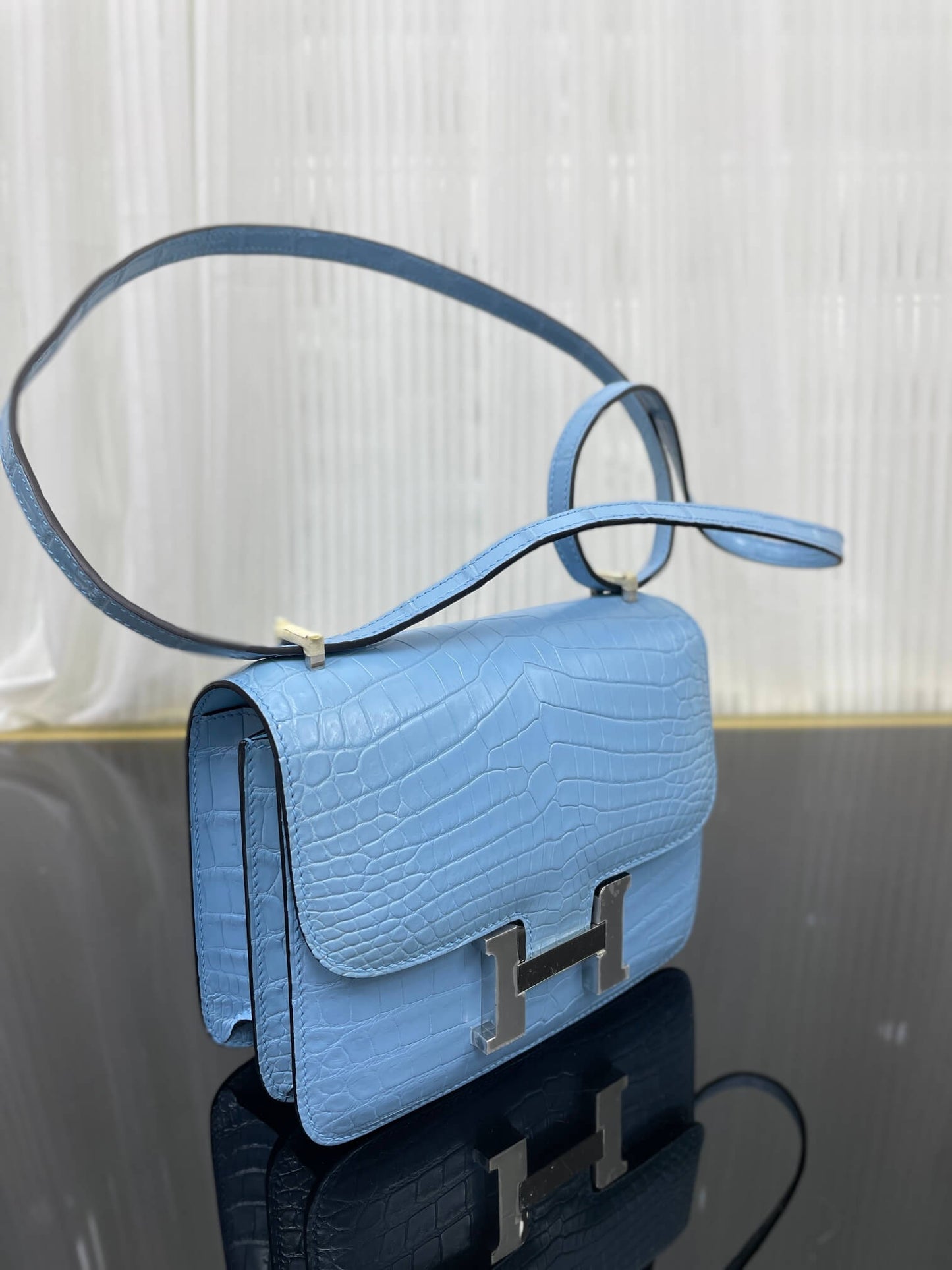 Imported matte crocodile Kangkang 19cm, hand-stitched with wax thread💕