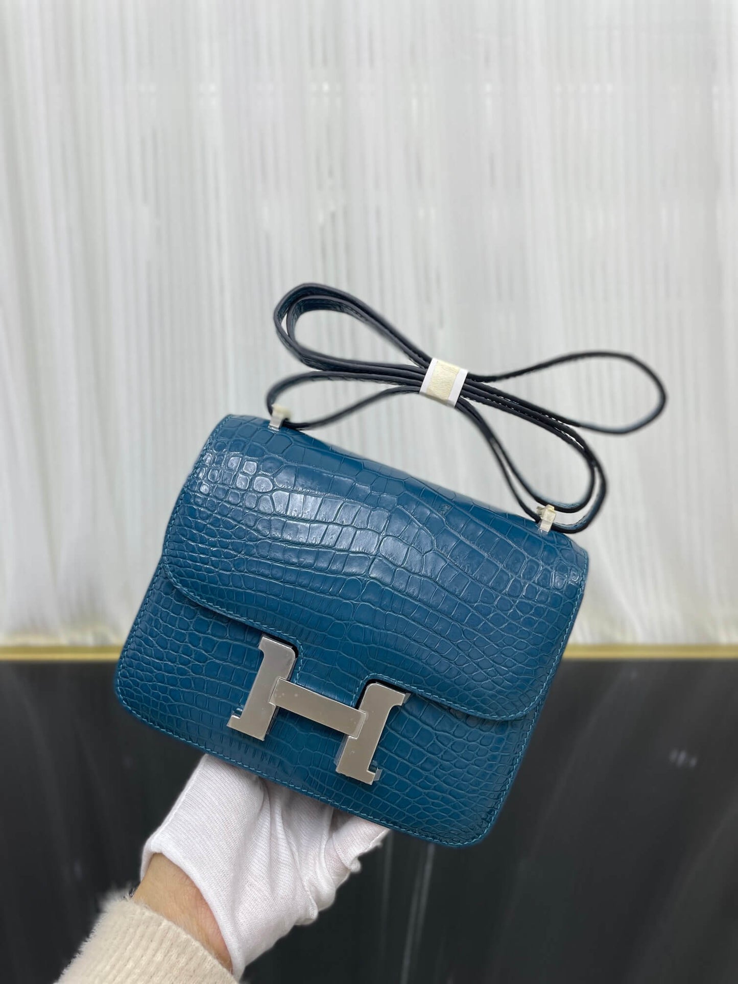 Imported matte crocodile Kangkang 19cm, hand-stitched with wax thread💕