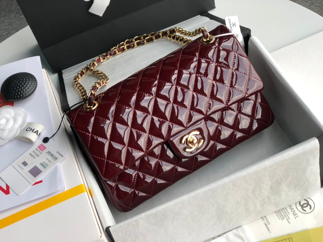 ๐A1112 date red patent leather gold spot