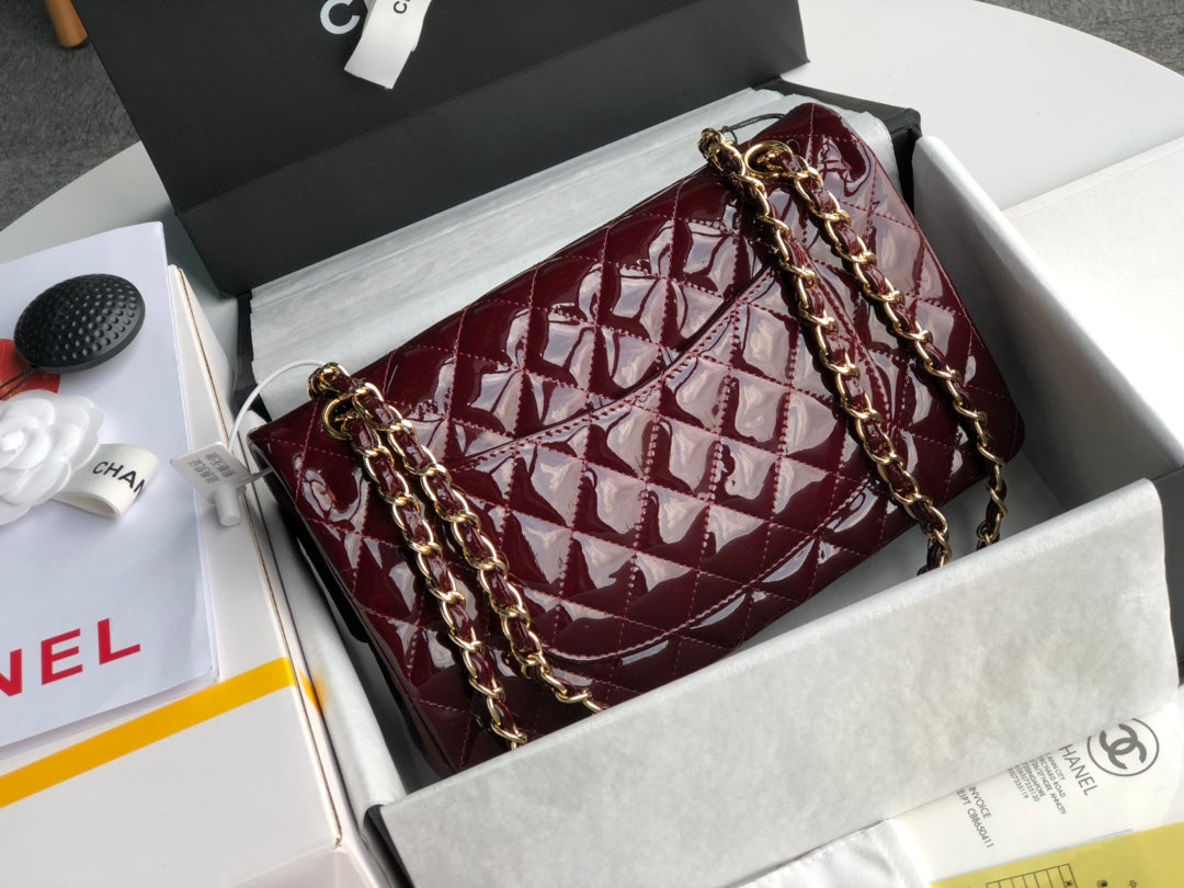 ๐A1112 date red patent leather gold spot