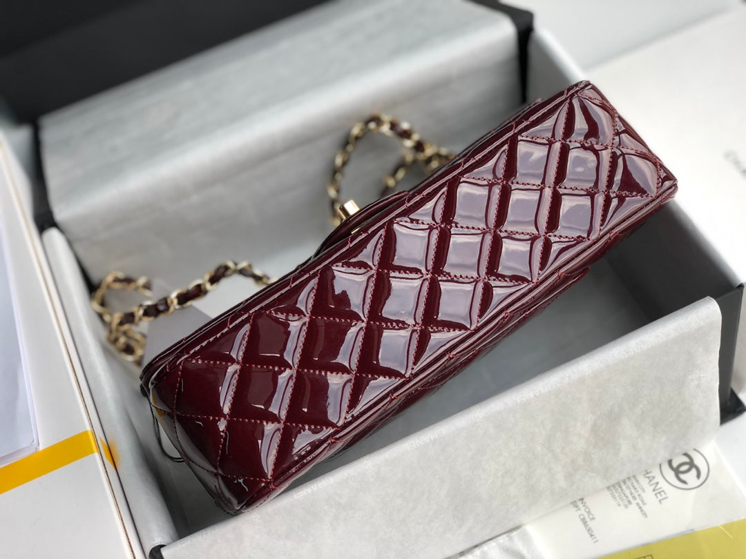 ๐A1112 date red patent leather gold spot