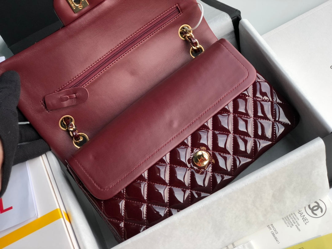 ๐A1112 date red patent leather gold spot