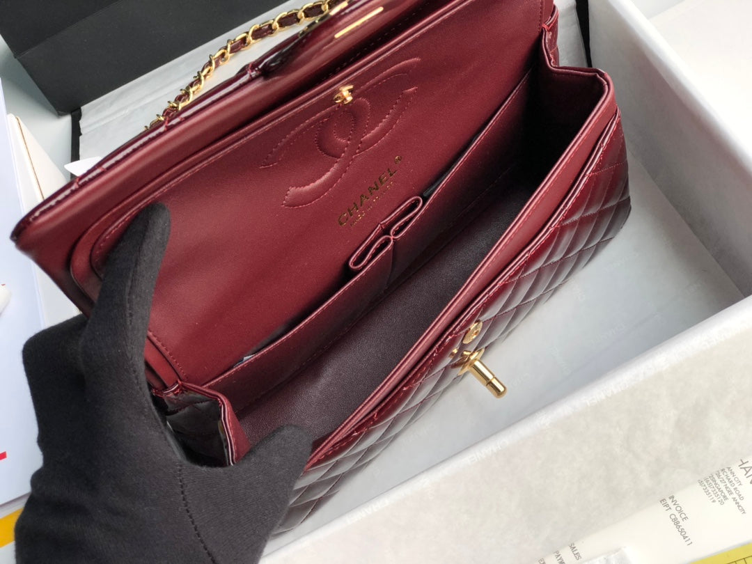 ๐A1112 date red patent leather gold spot