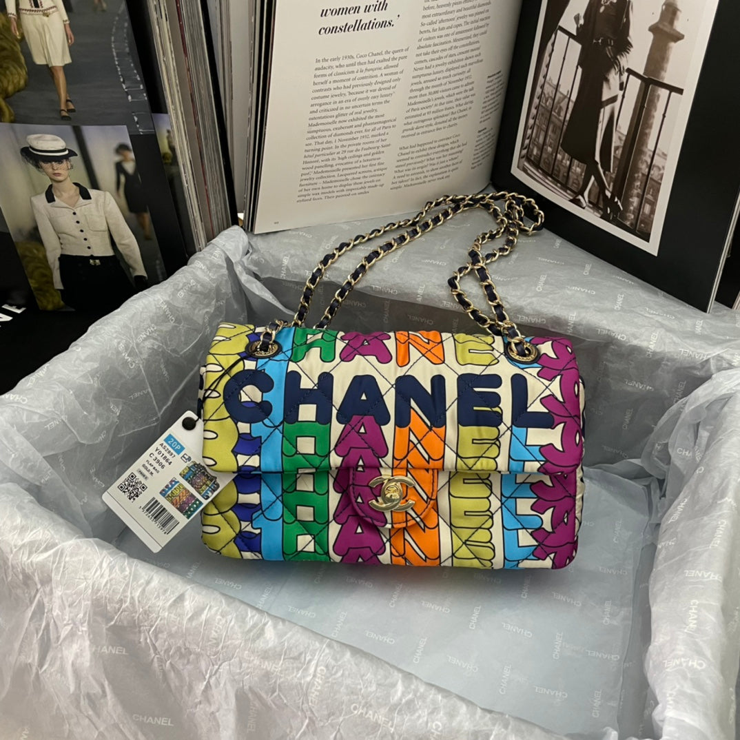CHANEL ๐ฏ21k Chanel Autumn/Winter series burst rainbow printing CF style,
