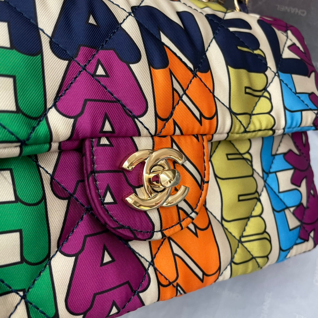 CHANEL ๐ฏ21k Chanel Autumn/Winter series burst rainbow printing CF style,