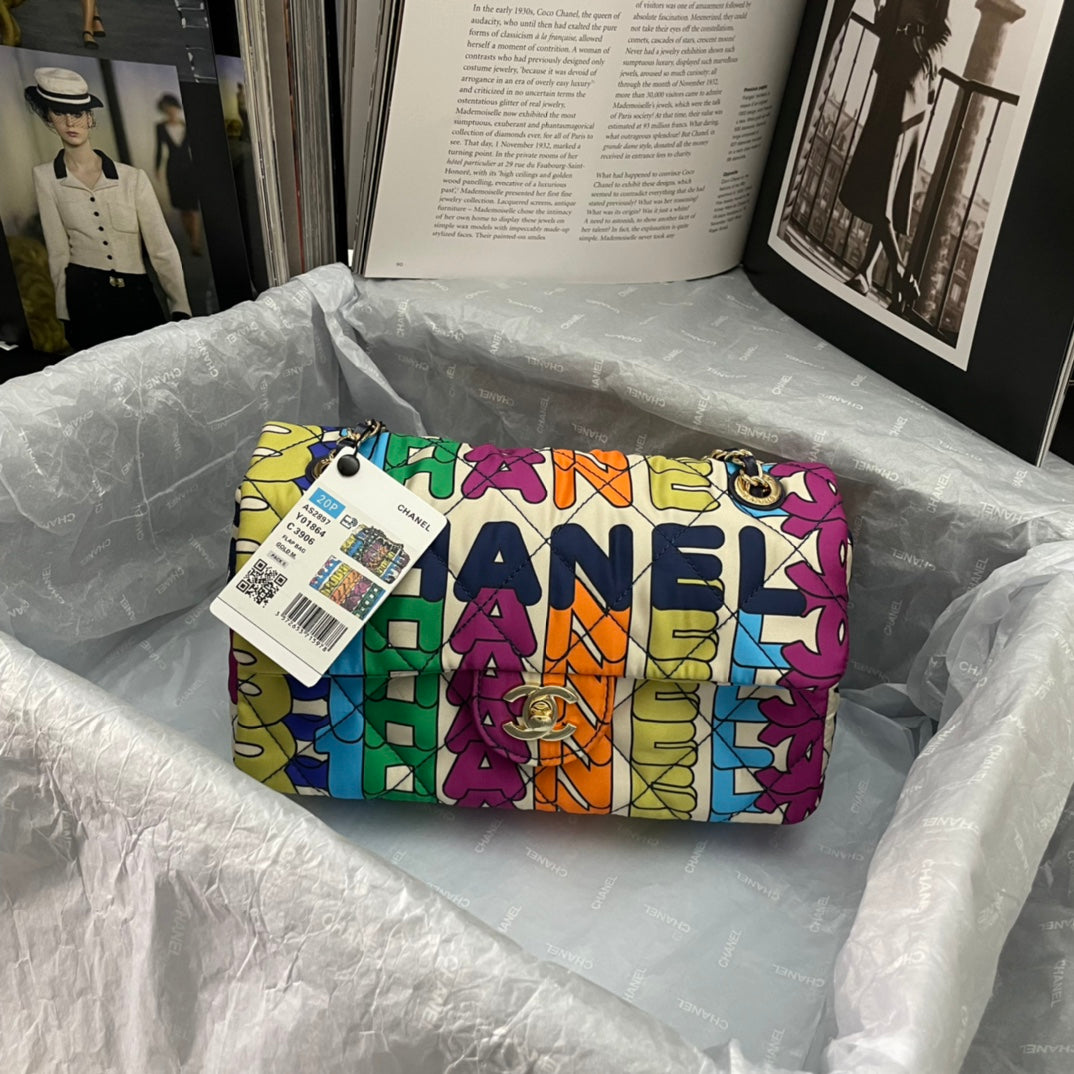 CHANEL ๐ฏ21k Chanel Autumn/Winter series burst rainbow printing CF style,