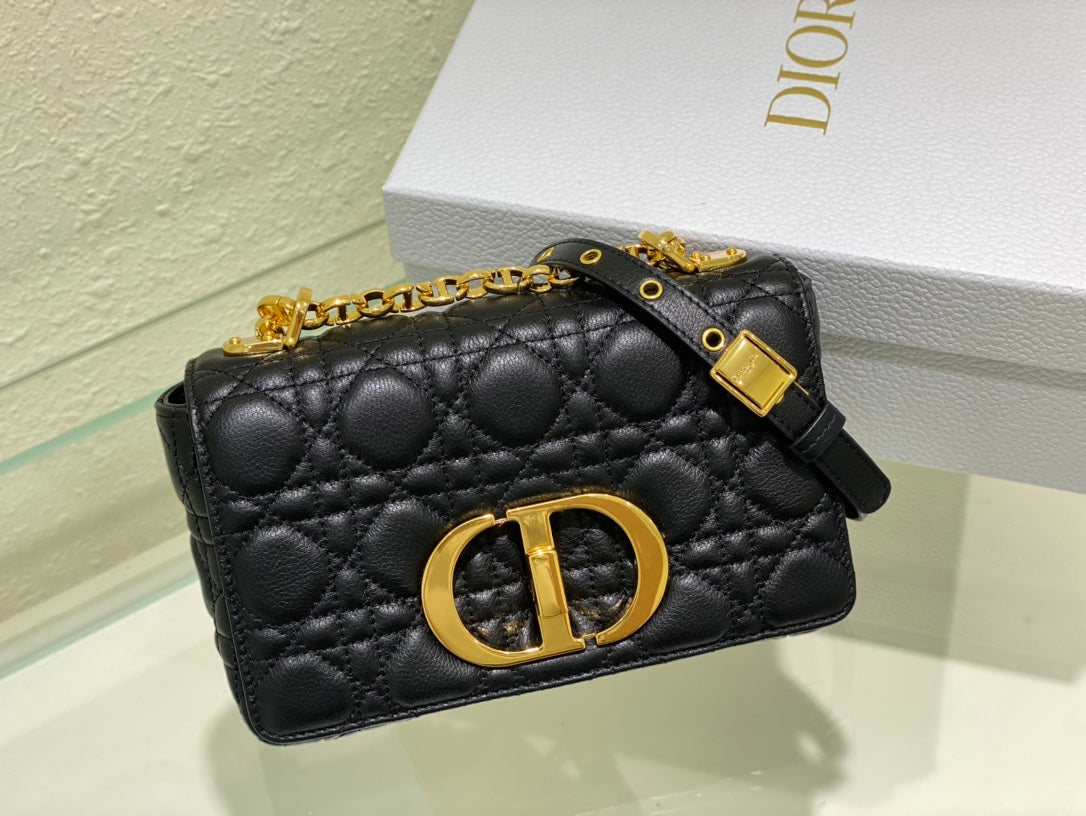 new Edision arrival. The Dior Caro bag is crafted in apricot calfskin and embellished with the signature cannage stitching.
