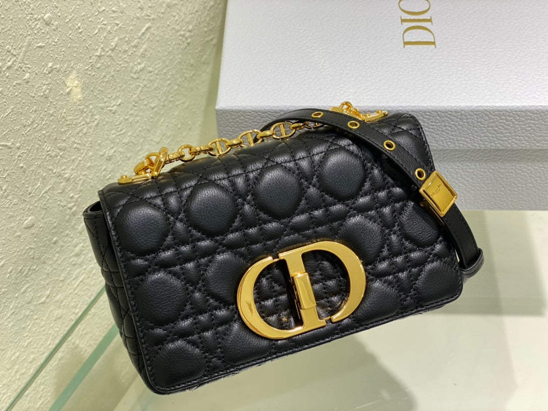 new Edision arrival. The Dior Caro bag is crafted in apricot calfskin and embellished with the signature cannage stitching.