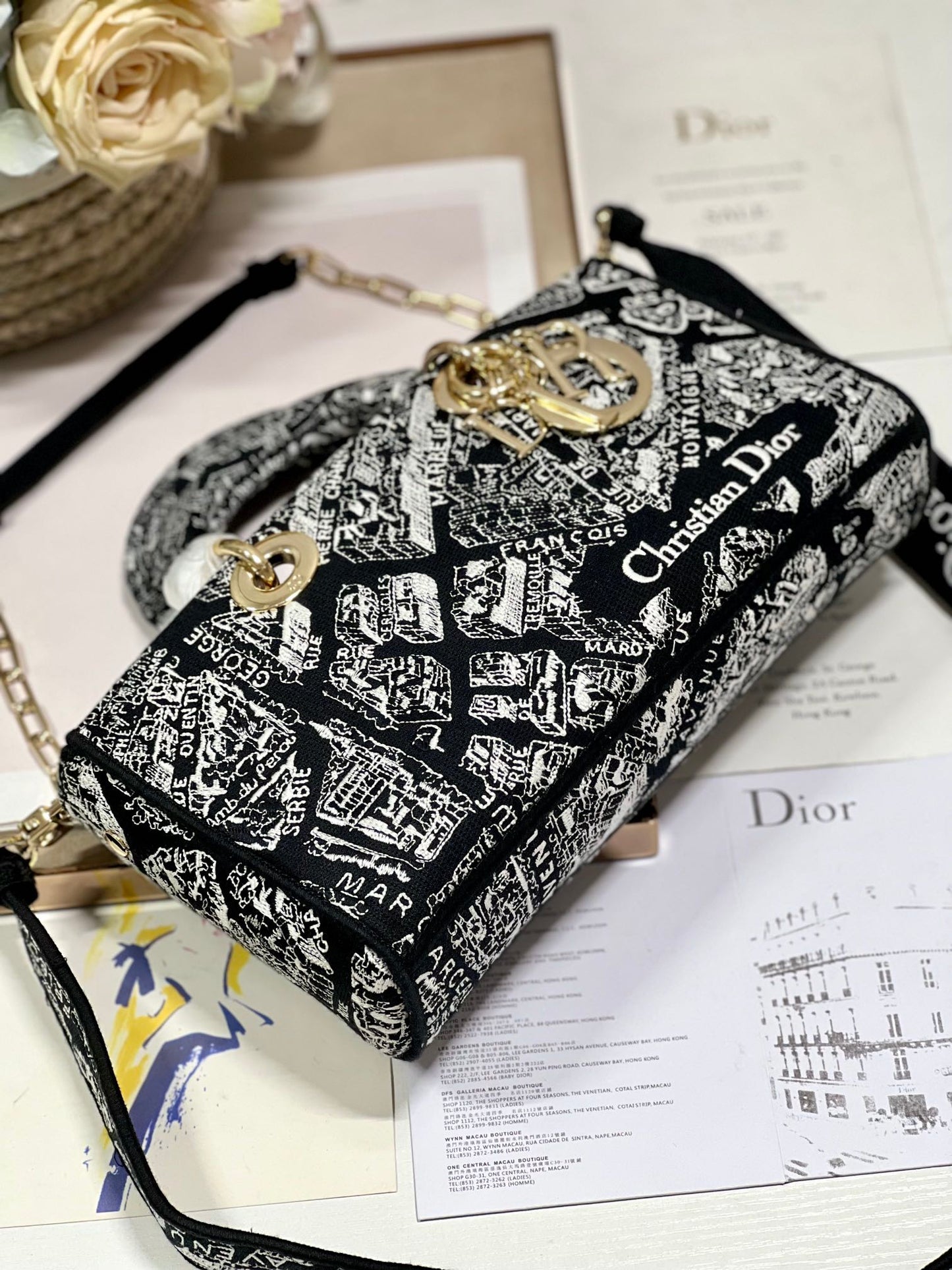 LADY D-JOY Embroidered Bag "Black Paris"