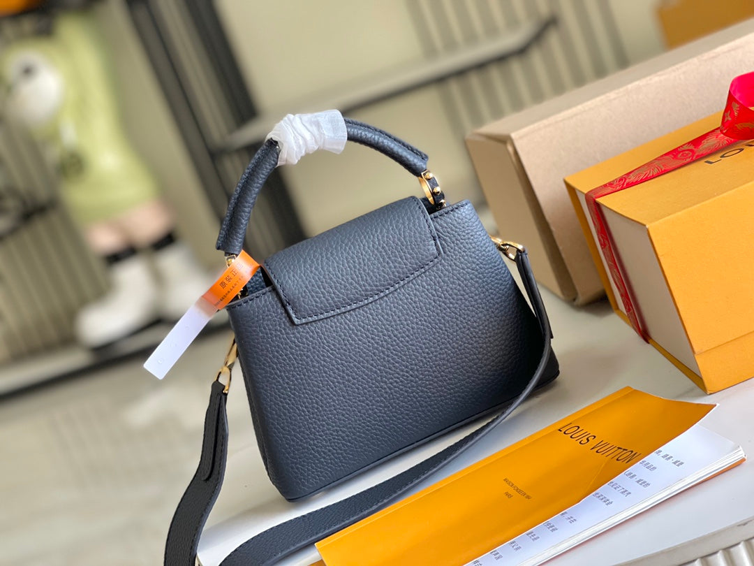 【Premium boutique original leather M21150💋M58718 dark blue shell buckle】
