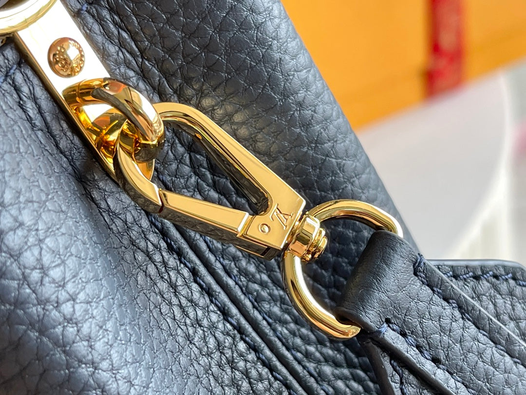 【Premium boutique original leather M21150💋M58718 dark blue shell buckle】