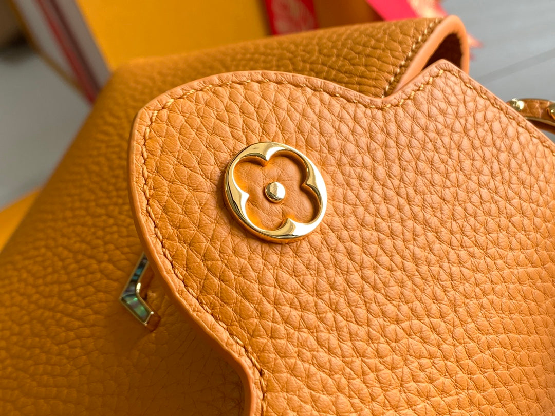 【Premium boutique original leather M21168💋M58718 ginger yellow shell buckle】