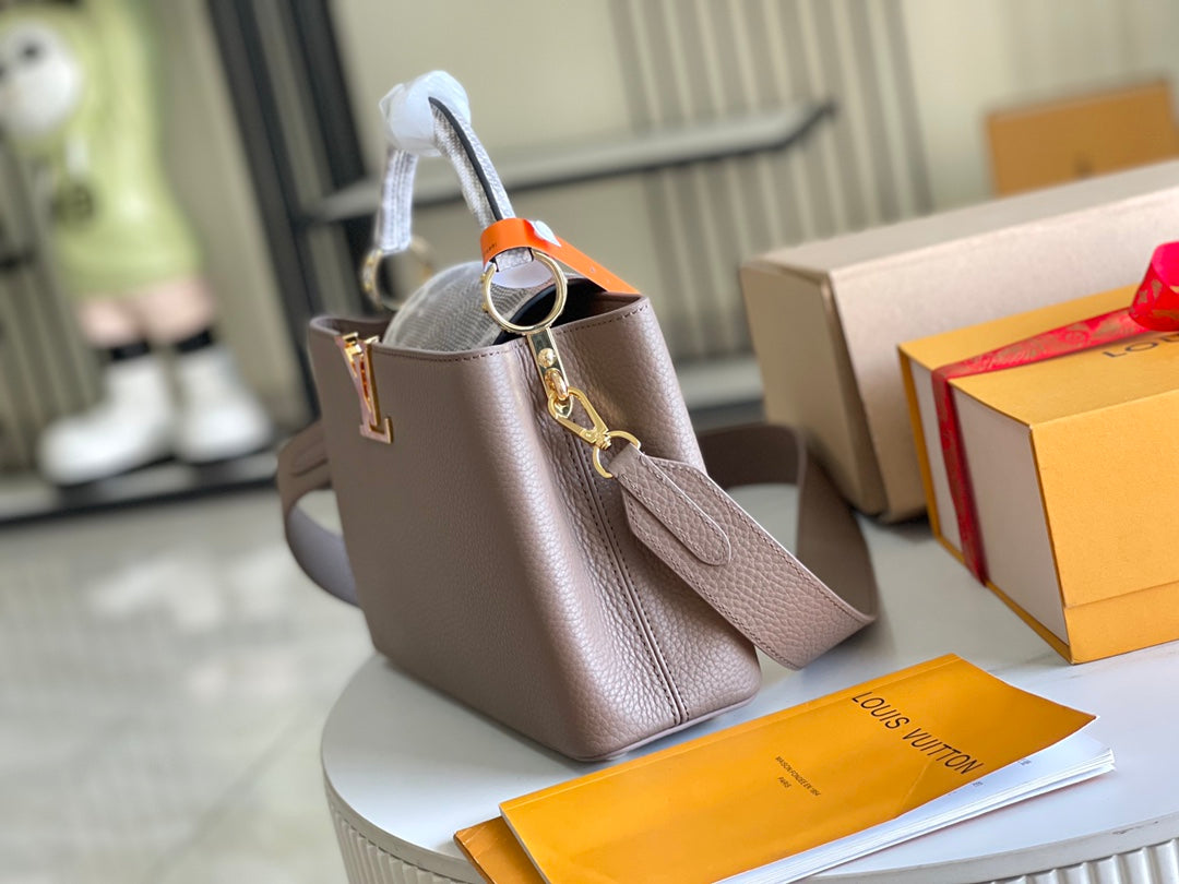 【Premium boutique original leather M21166💋 M21165 elephant gray with exotic sand snake shell buckle】