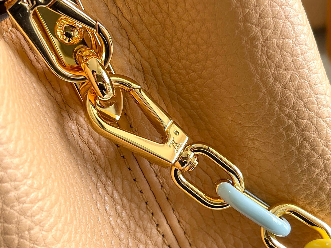 【Premium boutique original leather M21641💋M21798 soil gold buckle chain】