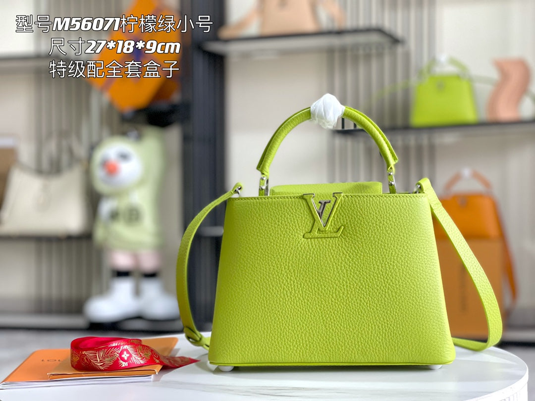 【Premium boutique original leather M56071 small size 💋 lemon green silver buckle】