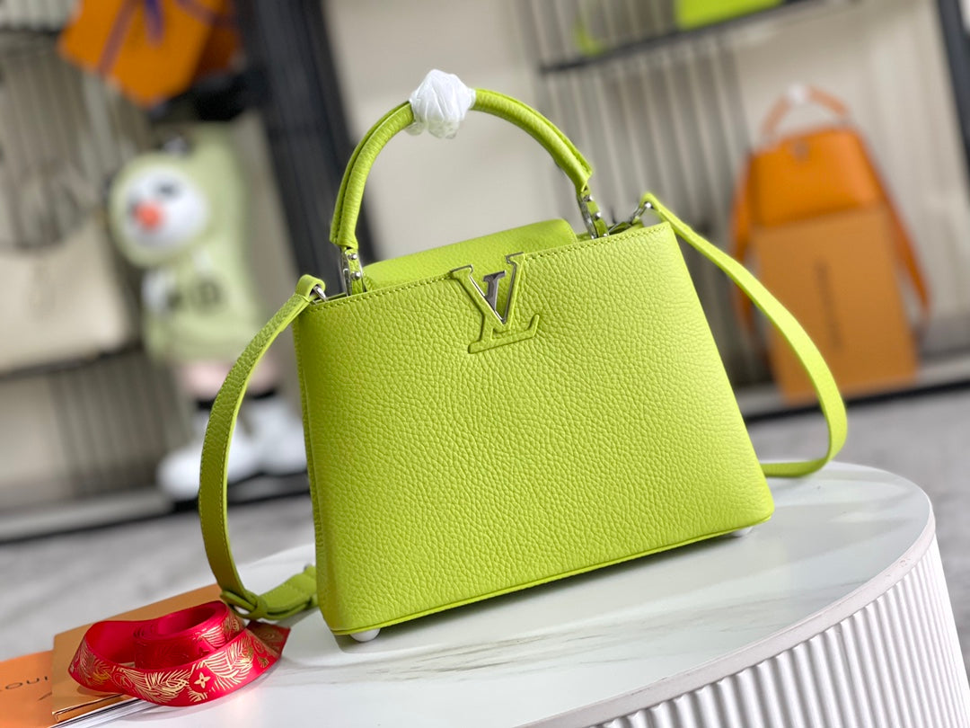【Premium boutique original leather M56071 small size 💋 lemon green silver buckle】