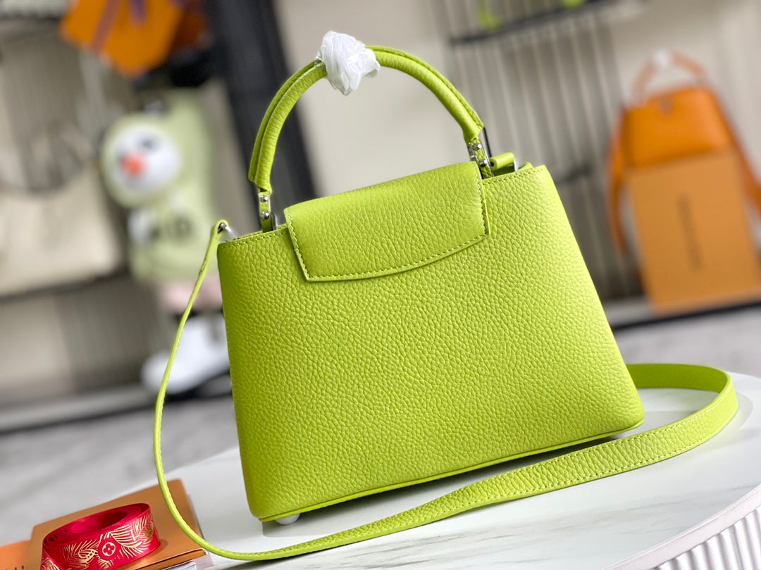 【Premium boutique original leather M56071 small size 💋 lemon green silver buckle】