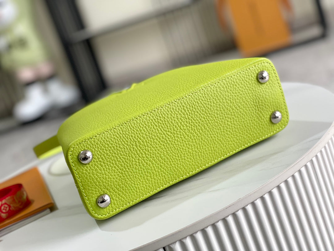 【Premium boutique original leather M56071 small size 💋 lemon green silver buckle】